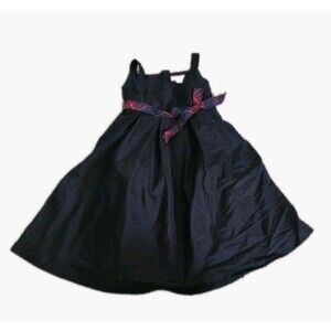 Gap Black Dress With Red Plaid Belt / Bow Holiday Christmas Girls Size S 6 - 7